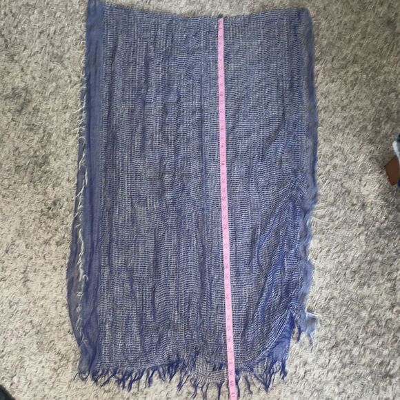 J Crew Beachy Wrap Scarf Blue & Beige - Picture 5 of 10